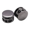 thumbnail image 1 of Double Hole Round Metal Drawstring Cord Lock, Spring Loaded Stopper Fastener For Hat Coat Hoodie, Adjustable Slider Toggle For Camping Bag, Dark Gray 1x1cm, 1 of 5
