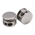 thumbnail image 1 of Double Hole Round Metal Drawstring Cord Lock, Spring Loaded Stopper Fastener For Hat Coat Hoodie, Adjustable Slider Toggle For Camping Bag, Silver 1x1cm, 1 of 5