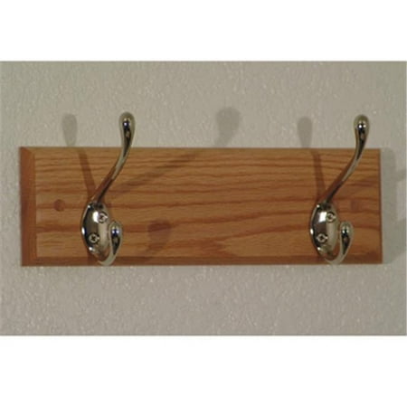 Double Hook Coat Rack in Light Oak - Nickel