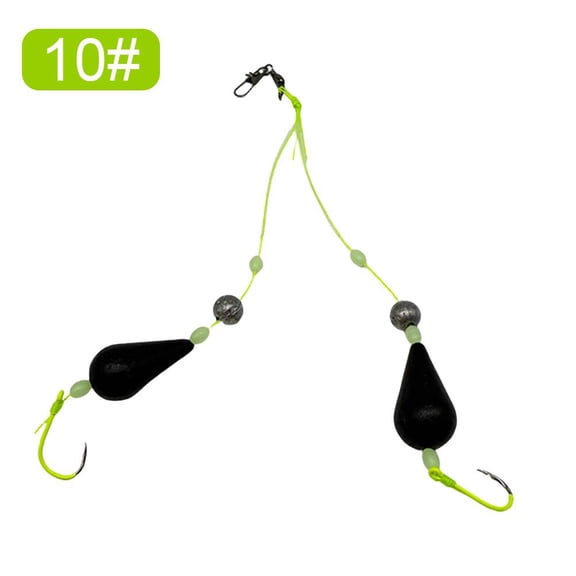 Double Hook Fishing Rig, Anti-Snag Design, ABS Carbon Steel, Sizes 4-12