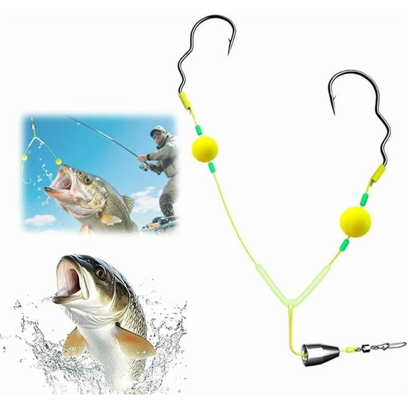 Double Hook Reverse Bottom Rig for Fishing, Reversible Hook for Saltwater Fishing/Catfish, No-Miss Hookset Technology, Hookset - for Predatory Fish in Cover