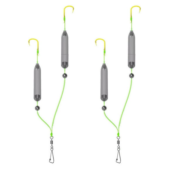 Double-Hook Reverse Bottom Rig for Surf Fishing - Saltwater Pompano Rigs with Mono Line & Floats, Heavy Duty Offshore Bottom Fishing Setup for Beach/Pier Angling