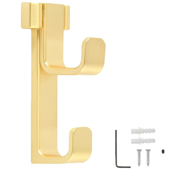 Double Hook Wall Mount Hanger, Adjustable Coat And Hat Rack, Heavy Duty Metal Wall Hooks for Entryway, Bedroom, Bathroom Organization, Storage for Bags, Towels, Keys, 1X Double Hook Hook