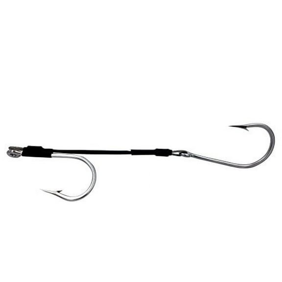 Double Hookset Rig Stainless Steel Offset Wahoo Tuna Dorado Marlin Lures (7/0)