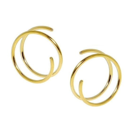 Double Hoop Earrings for Single Piercing, 8 mm 22 GA 1 Pair Gold Filled Spiral Twist Illusion Lobe Cartilage Helix Hoop Earring Double Hoop Earrings for One Hole