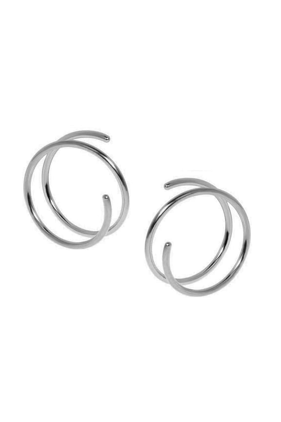 Double Hoop Earrings for Single Piercing Sterling Silver Spiral Twist 9mm 20 Gauge