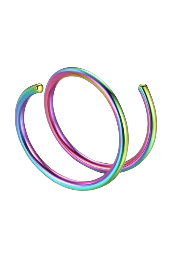 Double Hoop Nose Ring For Single Piercing Small Thin 8mm Spiral Nose Jewelry For Women Men