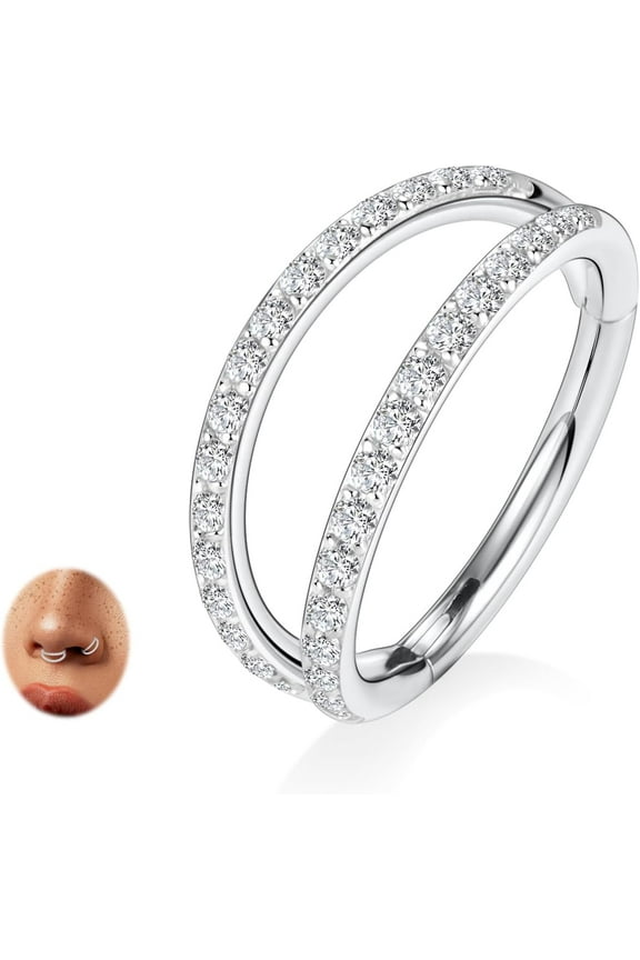 Double Hoop Nose Ring G23 Titanium Septum Ring 16G 18G Conch Helix Daith Rook Tragus Cartilage Nose Lip Piercing Jewelry for Women Men