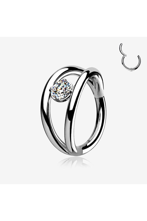 Double Hoop Sparkle Seamless Clicker Hoop Ring