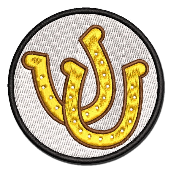Double Horseshoe Lucky Applique Multi-Color Embroidered Iron-On Patch - 3 Inch Medium