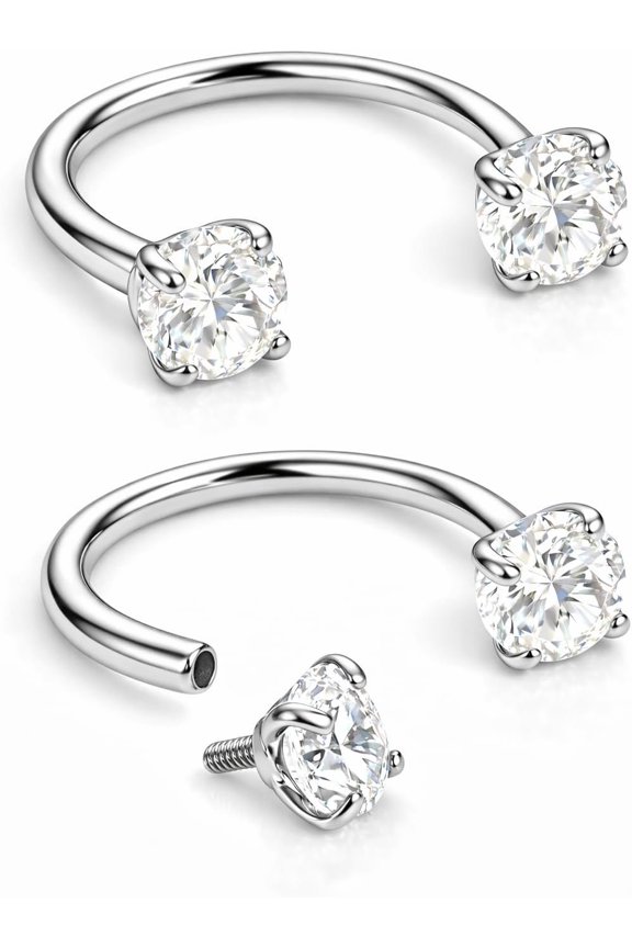 Double Horseshoe Nose Rings For Women - U Hoop Earring For Lobe, Upper Lobe, Tragus, Helix, Daith, Conch, Rook Cartilage Horseshoe Earrings For Women - 316LVM Surgical Steel (20g, 18g, 16g)