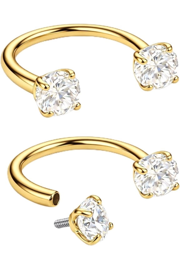 Double Horseshoe Nose Rings For Women - U Hoop Earring For Lobe, Upper Lobe, Tragus, Helix, Daith, Conch, Rook Cartilage Horseshoe Earrings For Women - 316LVM Surgical Steel (20g, 18g, 16g)