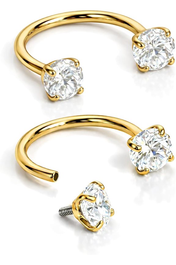 Double Horseshoe Nose Rings For Women - U Hoop Earring For Lobe, Upper Lobe, Tragus, Helix, Daith, Conch, Rook Cartilage Horseshoe Earrings For Women - 316LVM Surgical Steel (20g, 18g, 16g)