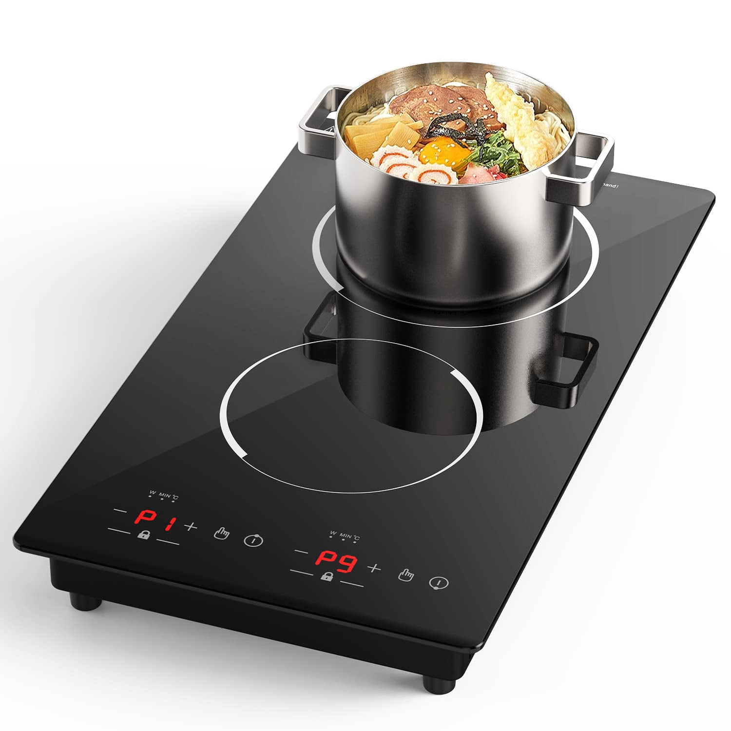 Double Induction Cooktop,110V 2 Burner Induction Cooktop,2300W Electric