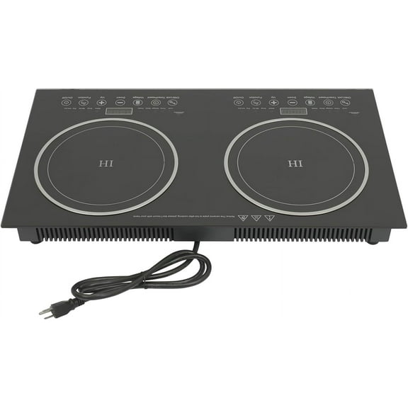 Double Induction Cooktop, 1200W Powerful 2 Burner Independent Controls Cooker 110V Horizontal Electric Stove with 8 Gear Firepower Portable Induction Cooker with Touch Sensor Child Safety Lock