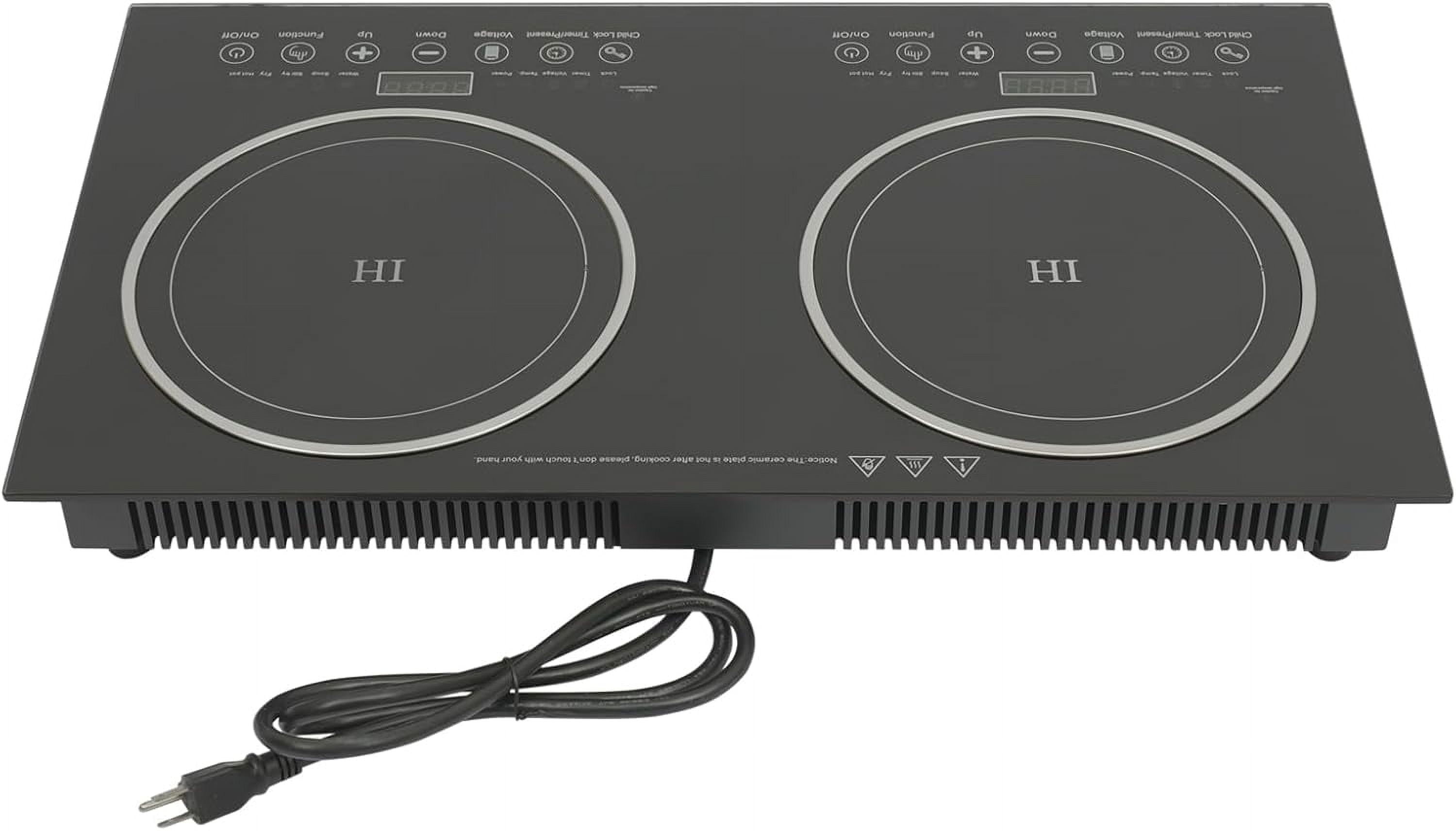 Double Induction Cooktop 2 Burner Independent Controls Cooker 110V Horizontal Electric Stove with Touch Sensor Child Safety Lock