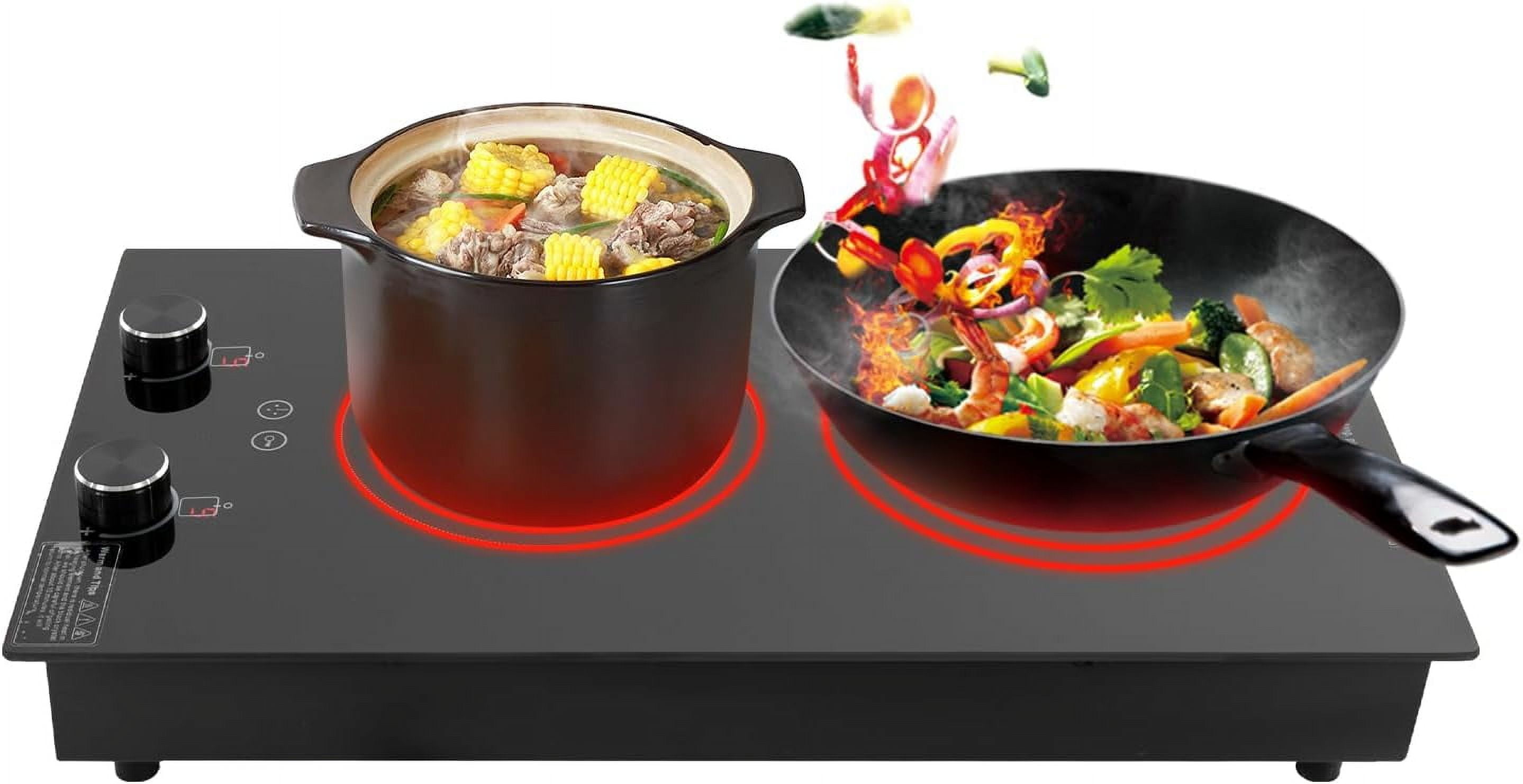 Double Induction Cooktop Burner 2100W 110V Electric Cooktop 2 Burner Induction Cooker Cooktop Electric Hob Top 10 Levels