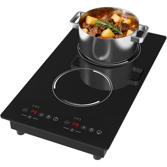 Double Induction Cooktop, Portable Induction Stove Hot Plate with 9-Level Touch Control, Safety Lock, Auto Shutoff Timer Setting, Overheating Protection for Apartments, RVs, Camping