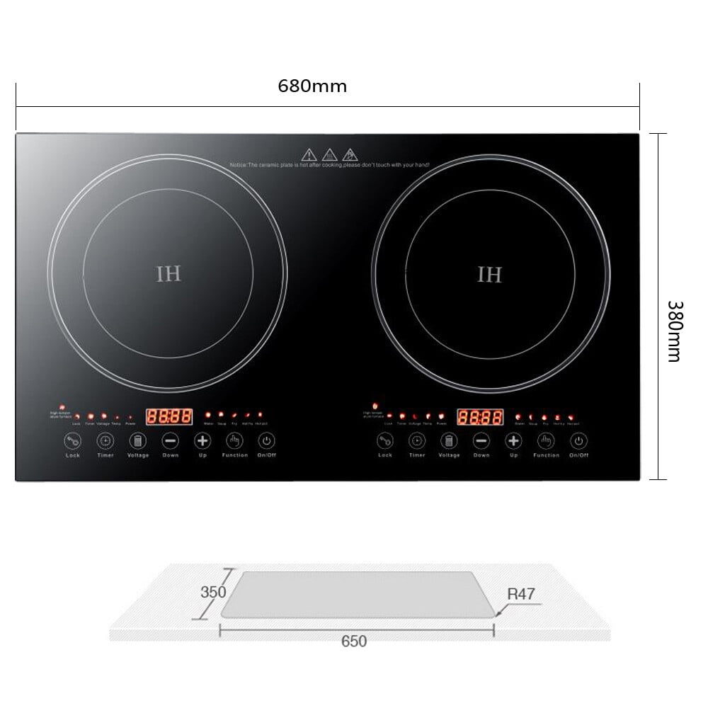 Double Induction Cooktop Cooker 2400W Digital Electric Countertop Burner Touch Sensor Control Stove Dual Hot Plate 8 Gear Firepower Countertop Burner Induction Cooker Vitro Ceramic Glass Black 110V