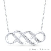 Double-Infinity Cubic Zirconia Charm Pendant & Chain Necklace in .925 Sterling Silver