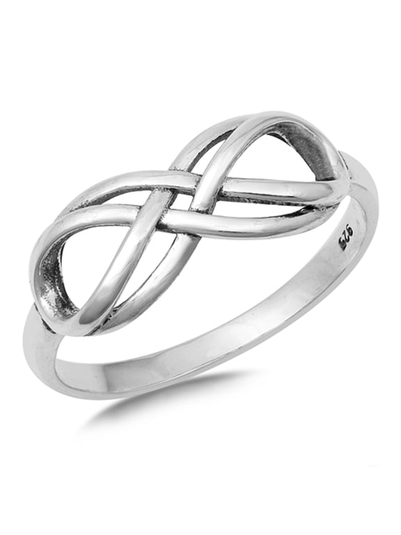 Double Infinity Knot Promise Ring .925 Sterling Silver Band Jewelry Female Male Unisex Size 9