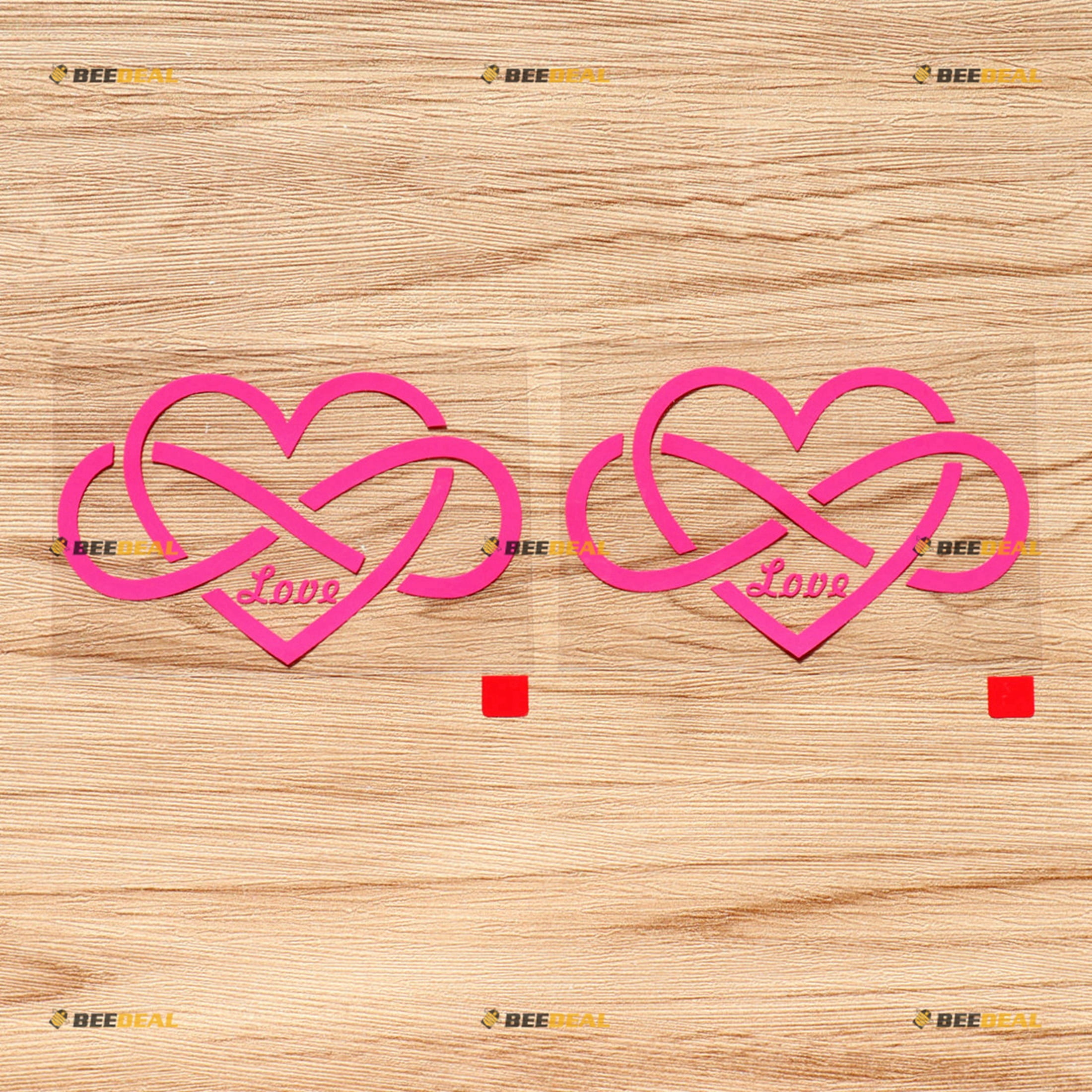 Double Infinity Symbol Love Heart Decal Sticker Vinyl - 2 Pack Hot Pink ...