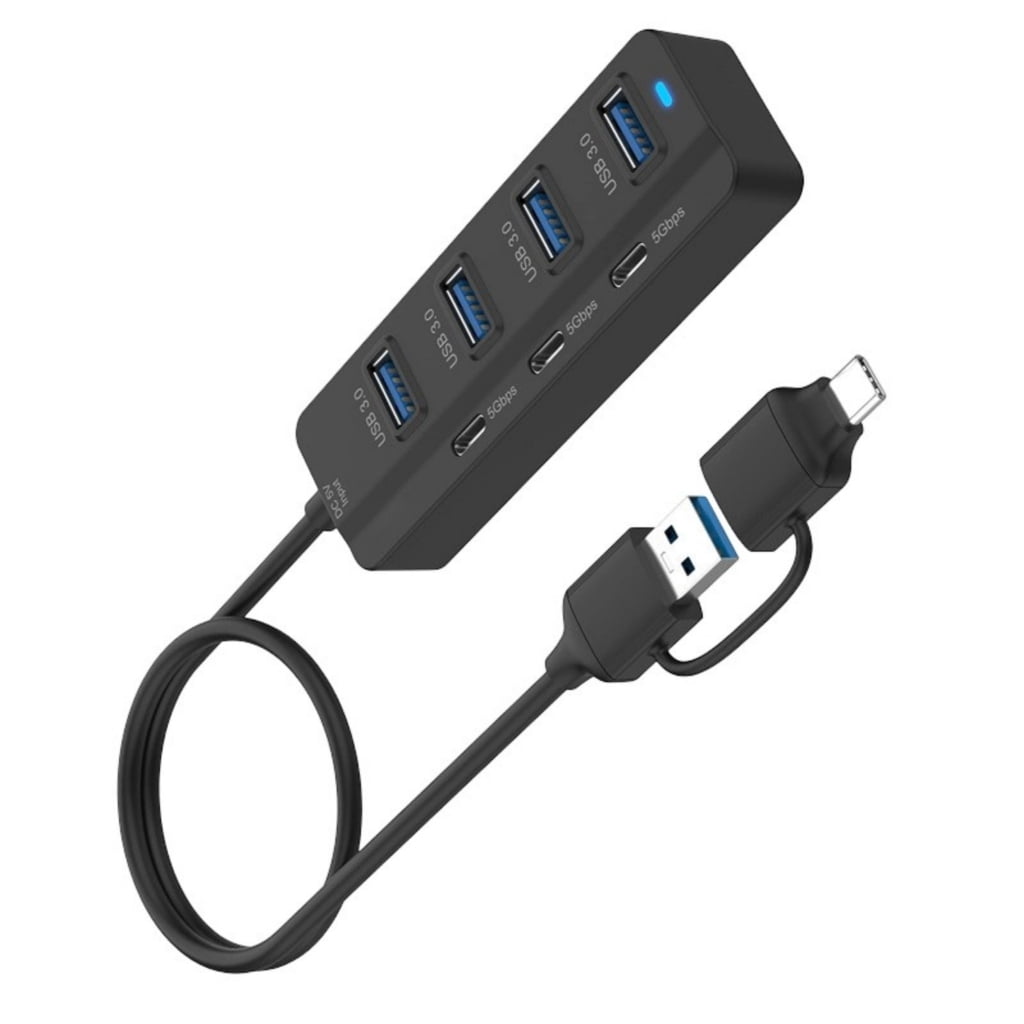 Double Input USB A USB C 7 Port Expansion Hubs Supporting Fast 5Gbps Data Transfer Plugs and Play for Various Devices