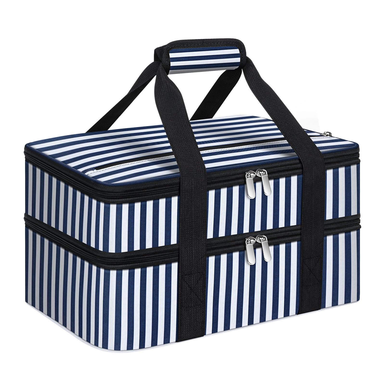 insulated casserole travel tote bag VP Home Large Carrier - Double Compartment for Hot or Cold Food - Cupcake Carrier from picnics and camping trips to day trips or office potlucks The Best Casserole Carriers, According