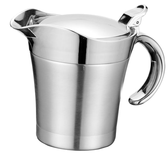Double Insulated Gravy Boat - Stainless Steel Sauce Jug with Hinged Lid Hinged Lid Ideal for Gravy or Cream at Thanksgiving (800ML/28OZ)