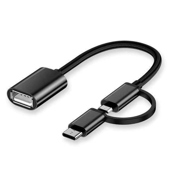 Double Interfaces USB Cable Portable USB Adapter with Aluminum Housing Data Transfer Cable 150mm Length for Phones Ta