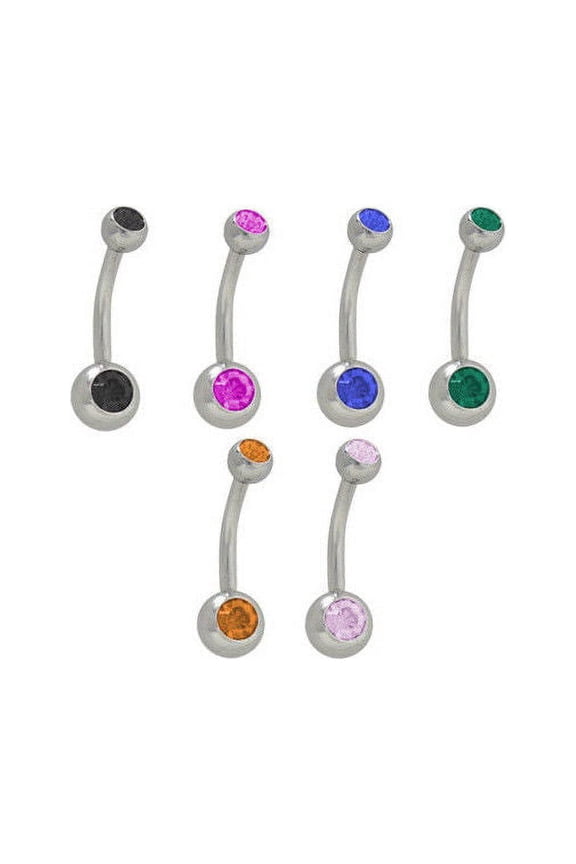 Double Jeweled Belly Rings Surgical Steel