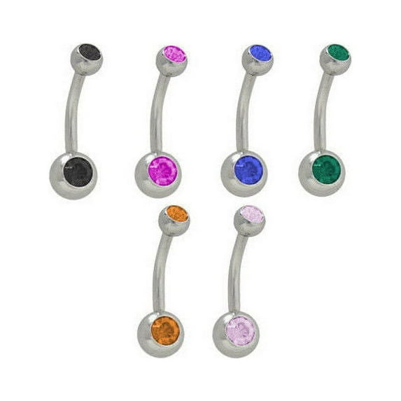 Double Jeweled Belly Rings Surgical Steel