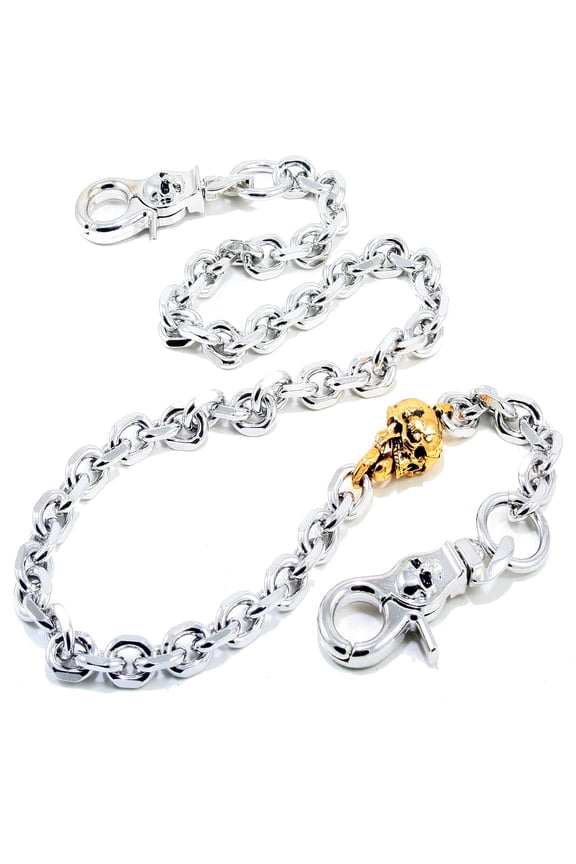 Double K Heavy Strong Gold Skull Pendant Key Jean Wallet Chain (27.5") Silver CS40 Y101