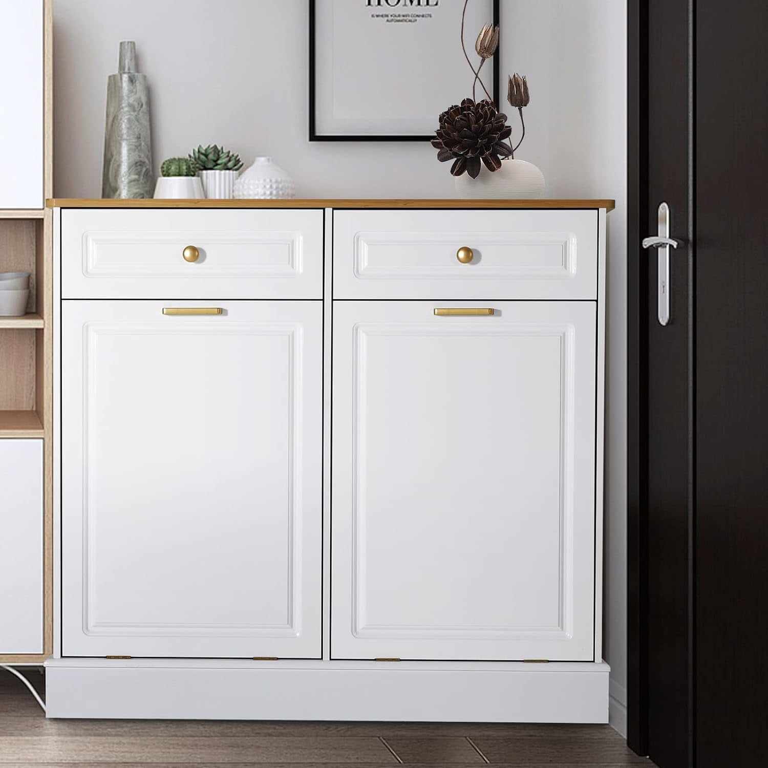 Double Kitchen Trash Tilt Out Trash with Solid