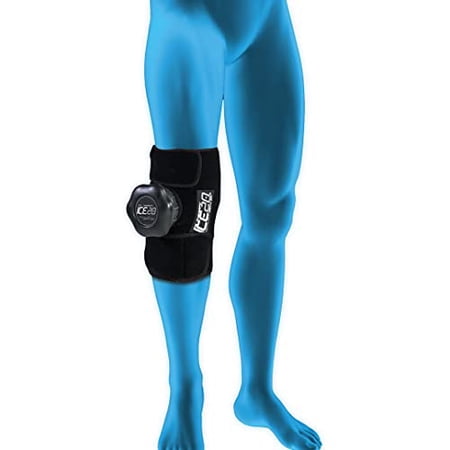 Double Knee Ice Pack - Real Ice Therapy - Ice Pack for Knee with Cold Compression - Wrap Around Entire Knee (Black, Double)