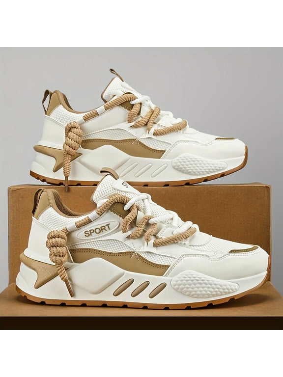 Double Lace Trendy Platform Sneakers, Soft Sole Comfy Jogging Shoes For All Seasons
