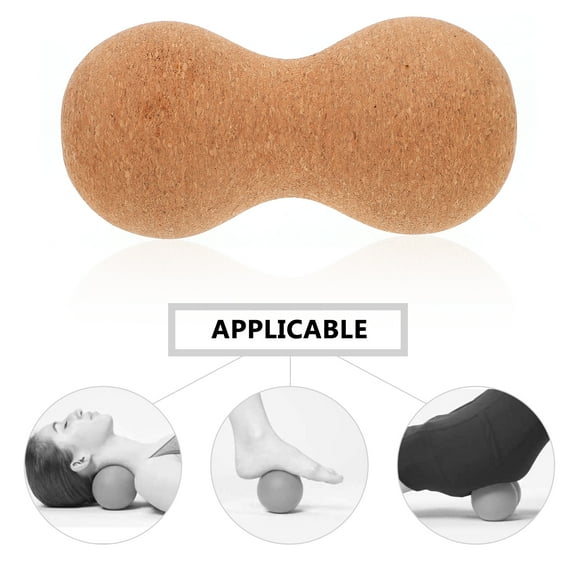 Clispeed 1pc Cork Wood Mobility Ball Double Massager For Neck Self Massage Yoga Mat Floor