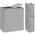 thumbnail image 1 of Double Laundry Hamper, 136L Laundry Sorter with Lid and Removable Bags, Clothes Hamper, Large 2 Section Clothes Basket with Handles for Small Space, Dorm, Closet, Bathroom, Gray, 1 of 8