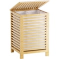thumbnail image 1 of Double Laundry Hamper with Lid, 120L Bamboo Laundry Basket with Removable Liner Bag, 2-Section Clothes Divider Laundry Sorter for Laundry Room, Bathroom, Bedroom (Natural), 1 of 18