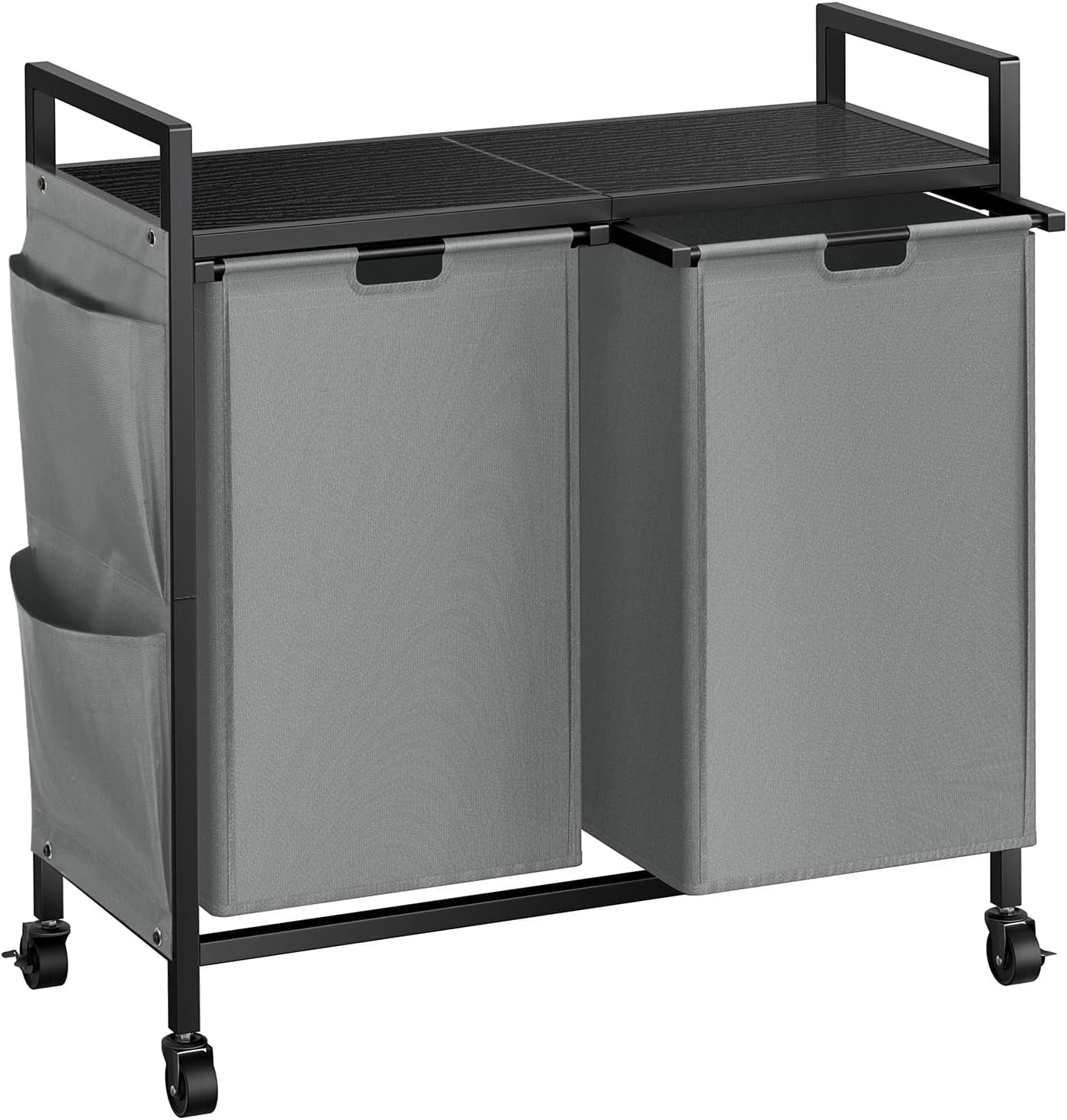 Double Laundry Hamper with Lid,Rolling Laundry Basket Organizer with ...