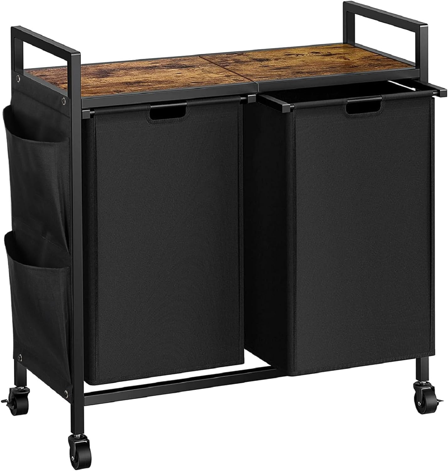 Double Laundry Hamper with Lid,Rolling Laundry Basket Organizer with ...