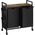 thumbnail image 1 of Double Laundry Hamper with Lid,Rolling Laundry Basket Organizer with Wheels, Iron-Made Laundry Sorter with Top Shelf and 2 Removable Bags,Large Clothes Storage for Room,Black 1, 1 of 14