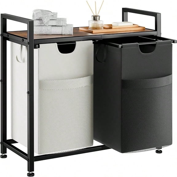 Double Laundry Hamper Multifunctional Basket Organizer 112L Laundry Sorter With Removable Bags And Fabric Handles Large Top Shelf Laundry Bag For Bathroom Dorm Laundry Room