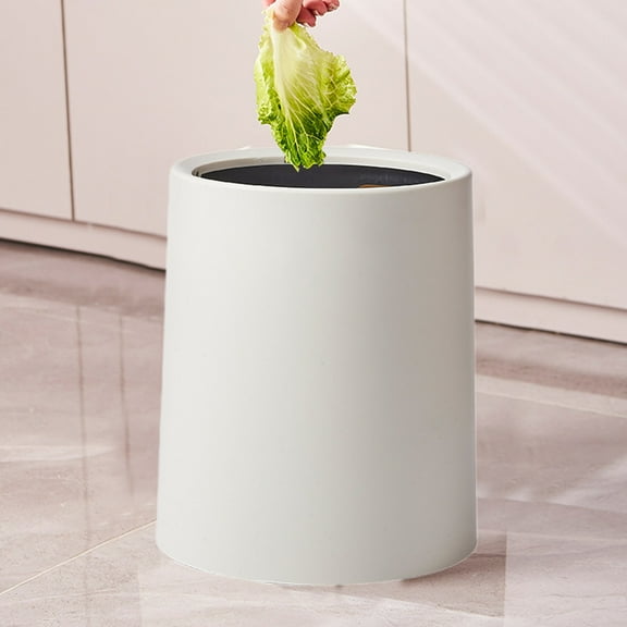 Double-Layer 12L Trash Can for Home Use,Slim Space-Saving Garbage Bin for Bathroom,Bedroom & Office,Modern and Stylish Trash Container with Easy-to-Use Lid and Efficient Waste Disposal-Free Size