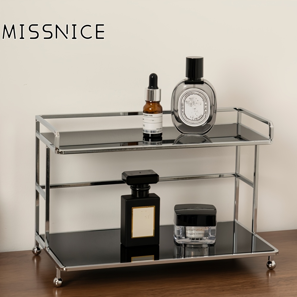 Double-Layer Acrylic & Carbon Steel Storage Rack - Electroplated ...