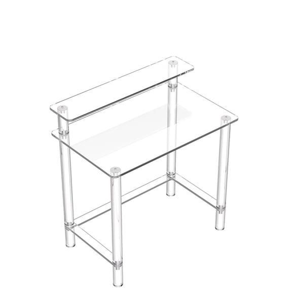 Double Layer Acrylic Desk with Monitor Stand Modern Side Table 19.7 x 31.5 x 34.7 Inches Transparent for Bedroom Office Study Dressing Room