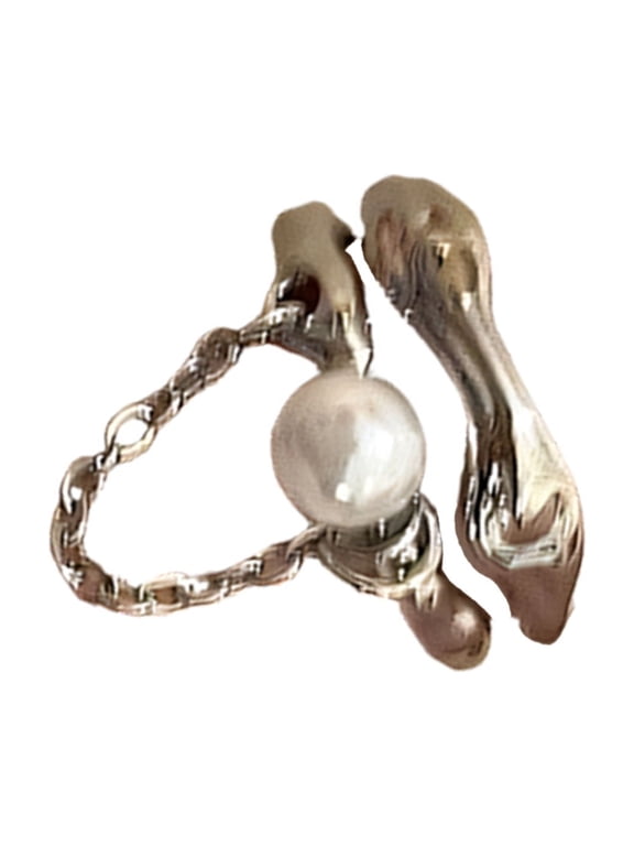 Double Layer Adjustable Finger Rings Delicate Chain Opening Rings Alloy Texture Suitable for Wedding Parties Wear