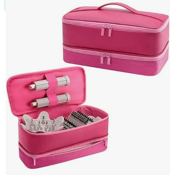 Double Layer All-in-One Hair Tools Organizer, Heat-Resistant Storage Bag for Hair Dryer, Curling Iron & Styling Gear, Portable Travel Bag