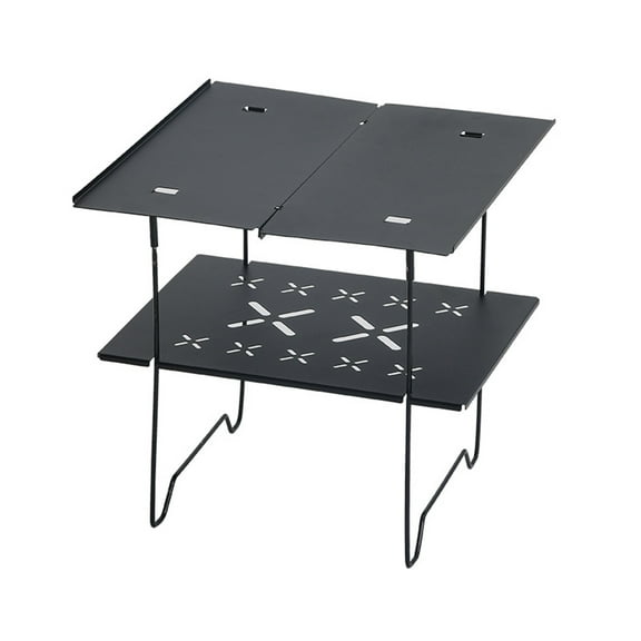 Double Layer Aluminum Table Camping Picnics Table Portable Table Camping Desk Beach Table Double Folding Camping Table