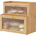 thumbnail image 1 of Double Layer Bamboo Bread Box for Kitchen Counter,Bread Holder,Countertop Bread Storage with Window, 1 of 7